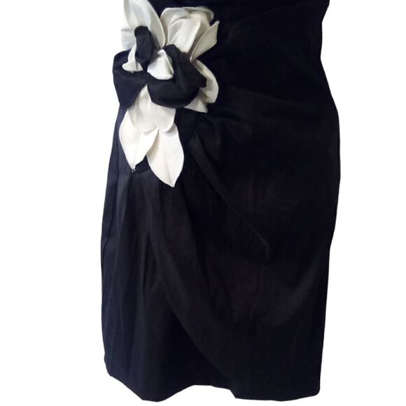Jessica McClintock black taffeta cocktail dress with flower vintage size 12 - Picture 7 of 10